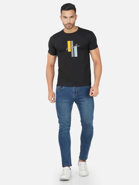 black graphic chest print t-shirt - 20492793 -  Standard Image - 3