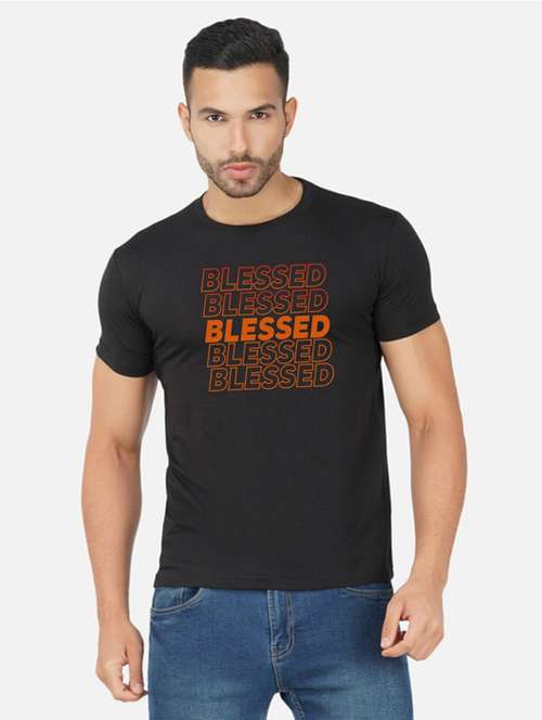 black typography chest print t-shirt - 20492797 -  Standard Image - 0