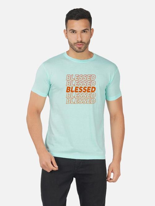 light blue typography chest print t-shirt - 20492798 - Standard Image - 0