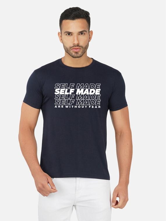 navy blue typography chest print t-shirt - 20492801 - Zoom Image - 0