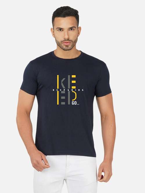 navy blue typography chest print t-shirt - 20492803 -  Standard Image - 0