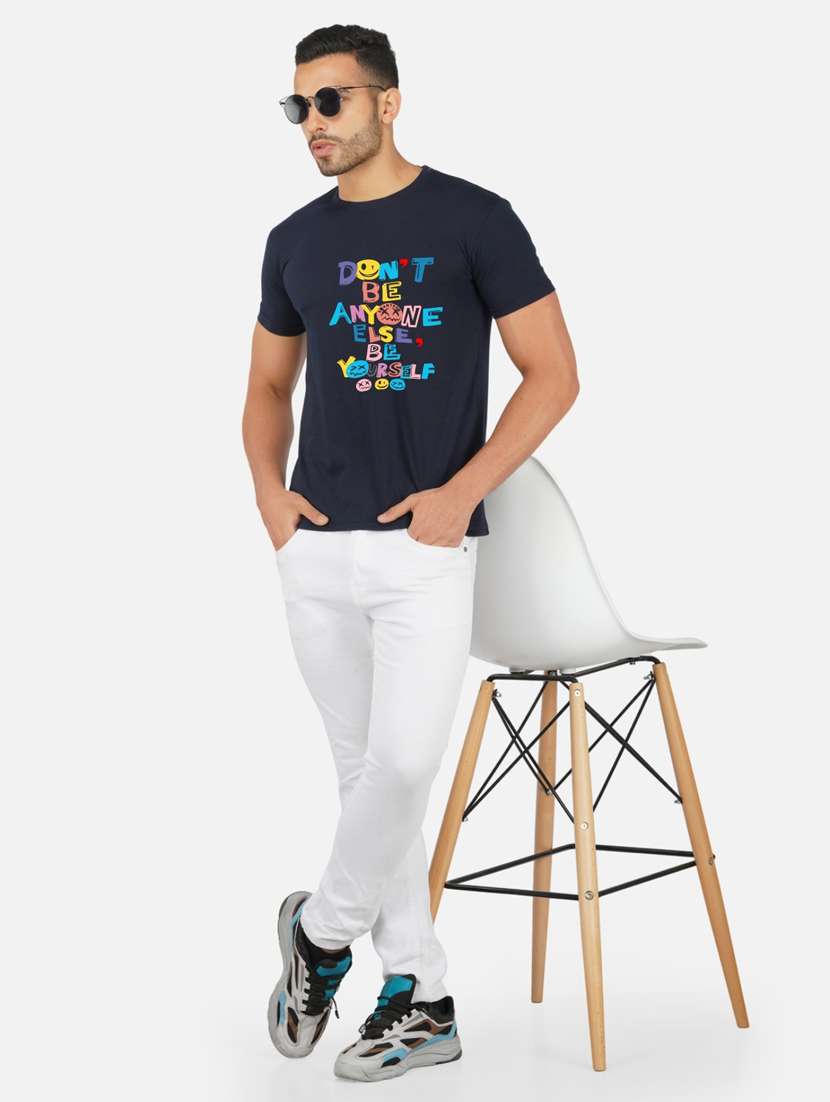 navy blue graphic front print t-shirt - 20492807 -  Standard Image - 3