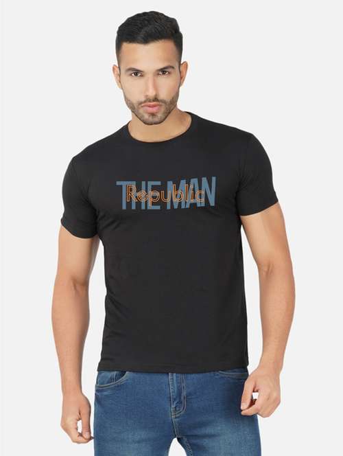 black typography chest print t-shirt - 20492811 - Standard Image - 0