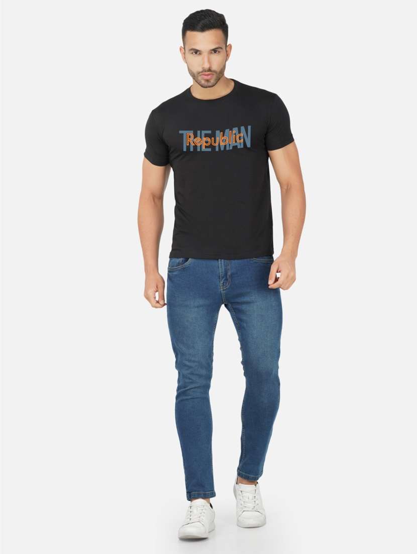 black typography chest print t-shirt - 20492811 - Standard Image - 3