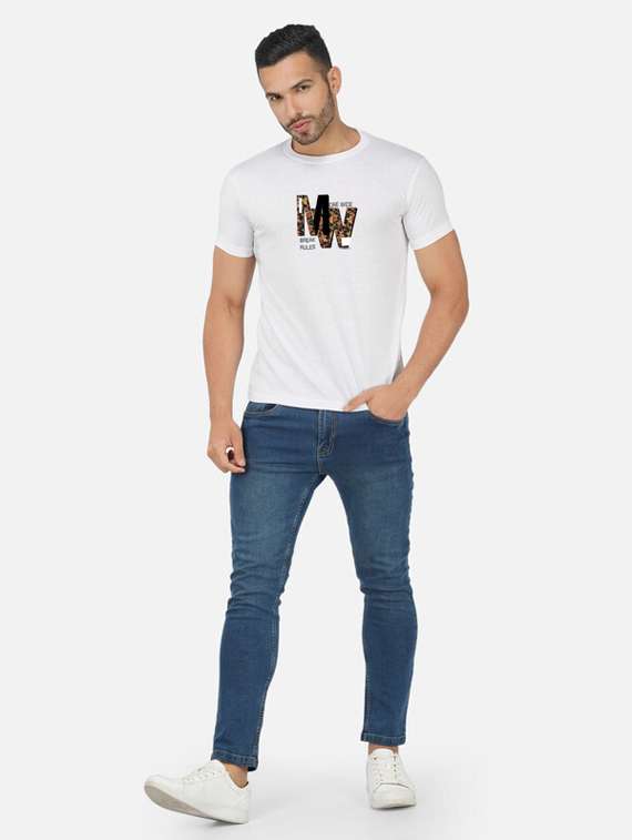 white typography chest print t-shirt - 20492814 -  Standard Image - 3