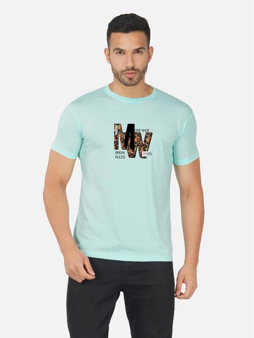 light blue typography chest print t-shirt - 20492816 - Standard Image - 0