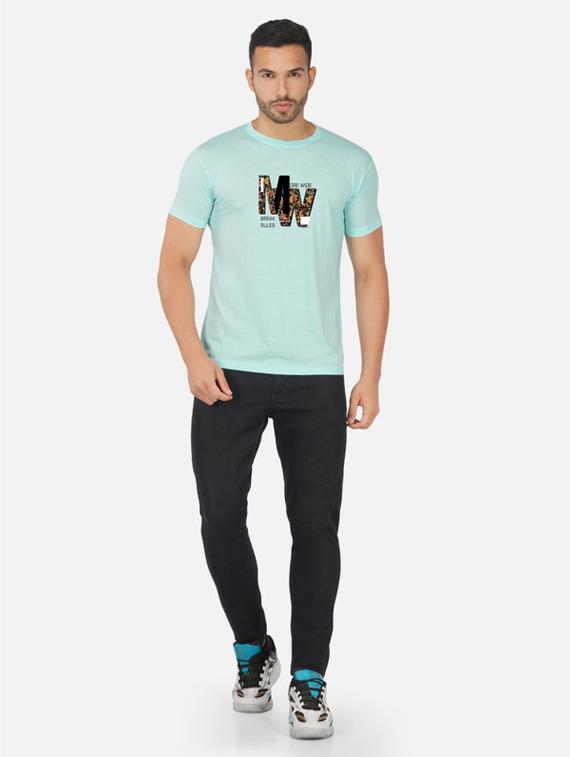 light blue typography chest print t-shirt - 20492816 - Standard Image - 3
