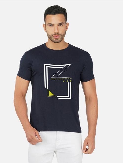 navy blue typography front print t-shirt - 20492817 - Standard Image - 0