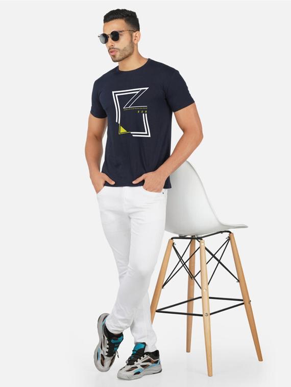 navy blue typography front print t-shirt - 20492817 - Standard Image - 3