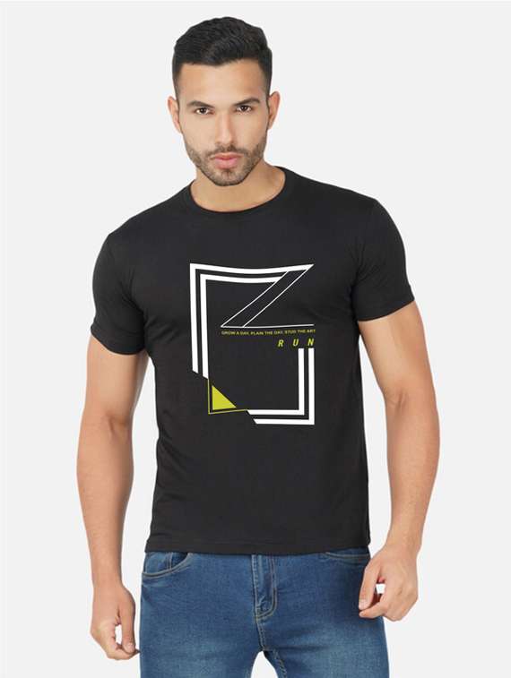 men black typography front print t-shirt