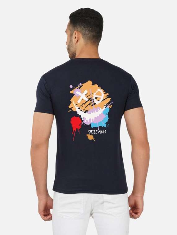 navy blue graphic back print t-shirt