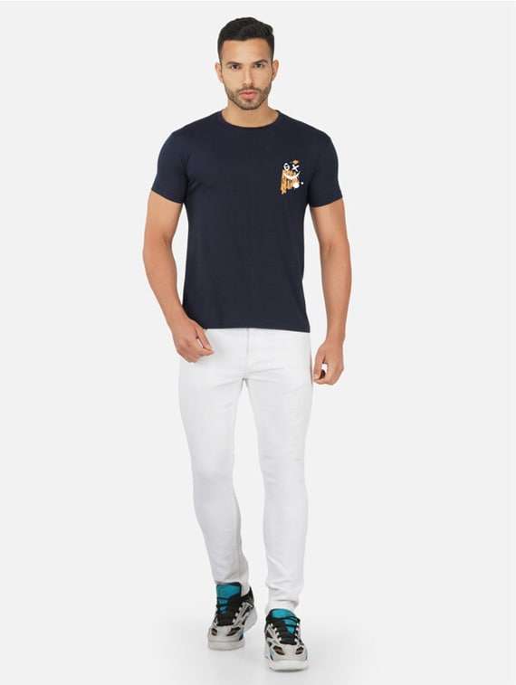 navy blue graphic back print t-shirt - 20492819 -  Standard Image - 3