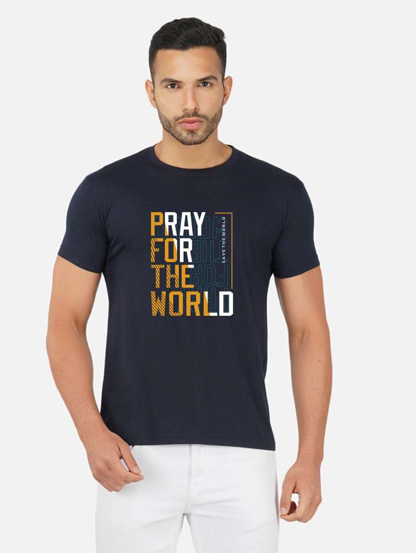 men front print short sleeve t-shirt