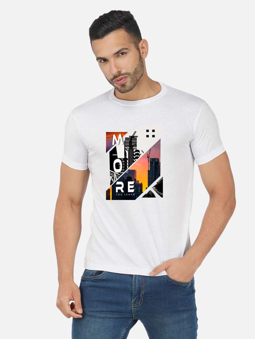 men front print short sleeve t-shirt
