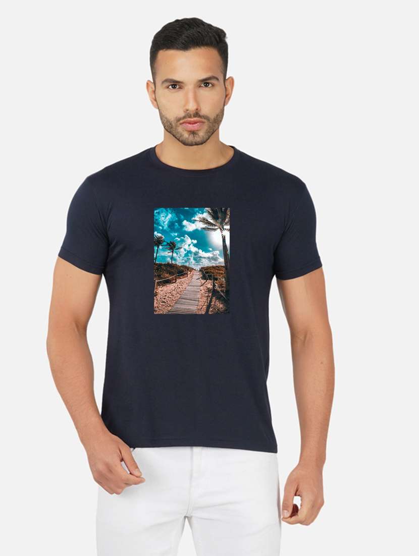 men front print short sleeve t-shirt