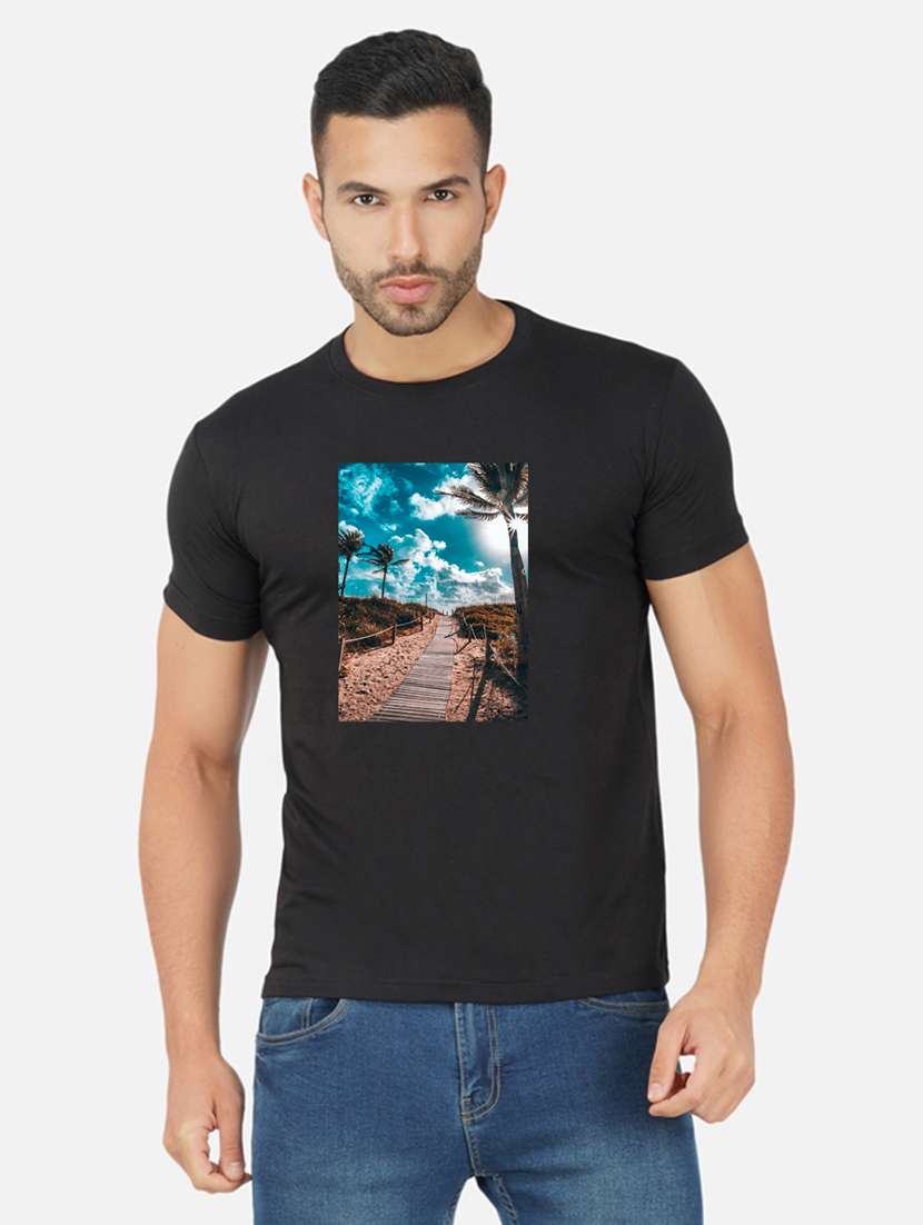 men chest print short sleeve t-shirt