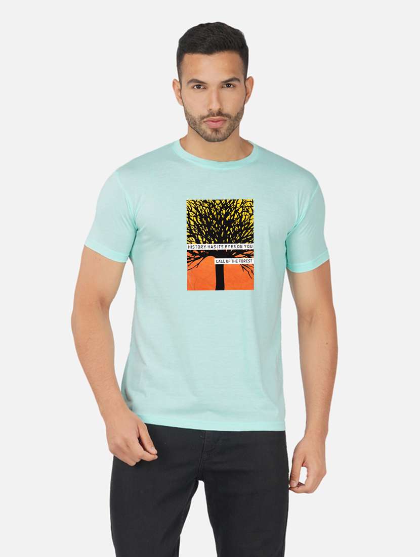 men front print short sleeve t-shirt