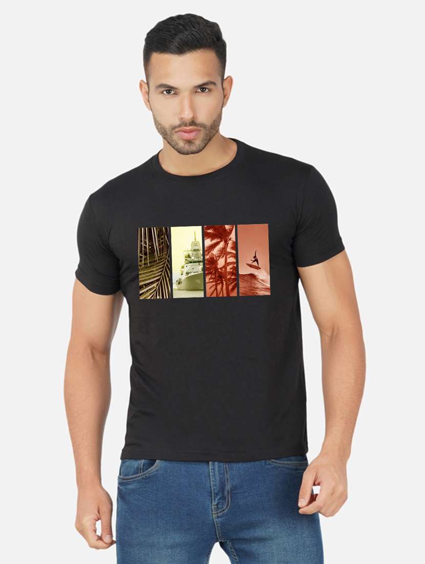 men chest print short sleeve t-shirt