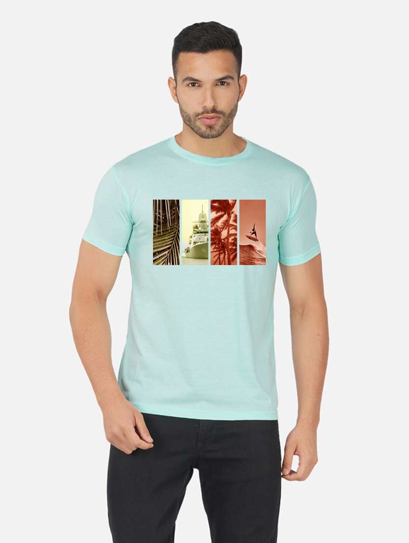 men chest print short sleeve t-shirt
