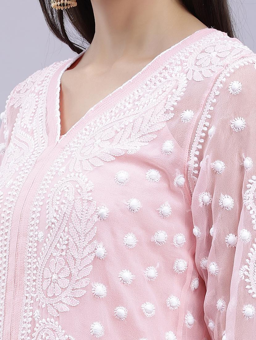 rosewater long sleeve chikankari kurta - 20495009 - Standard Image - 5