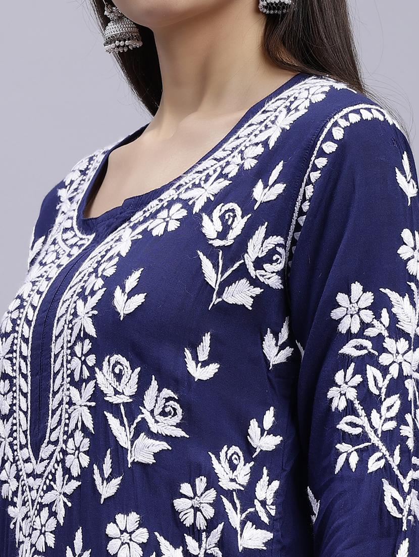 women chikankari straight kurta - 20495031 - Standard Image - 5