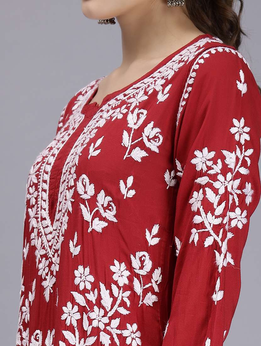 women chikankari straight kurta - 20495032 -  Standard Image - 5