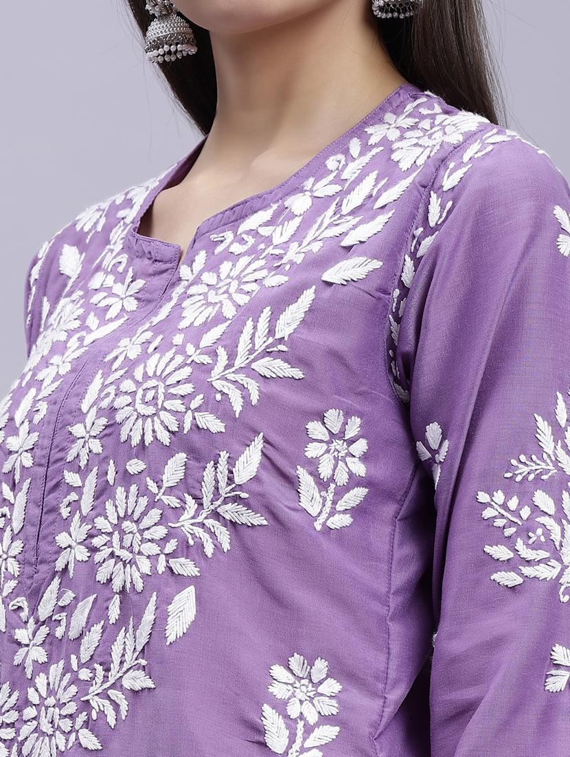 women chikankari straight kurta - 20495033 - Standard Image - 5