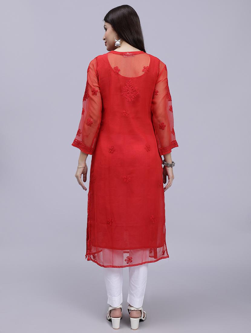 women chikankari straight kurta - 20495048 - Standard Image - 5