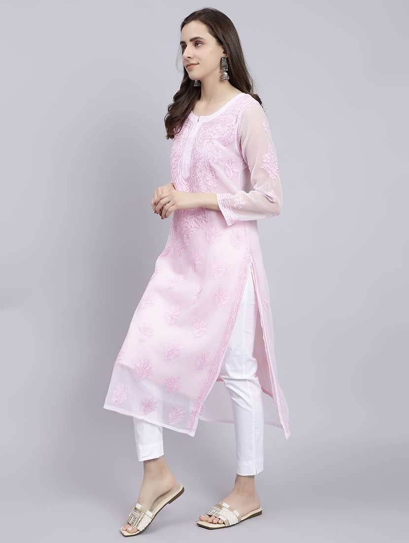 women chikankari straight kurta - 20495049 -  Standard Image - 3