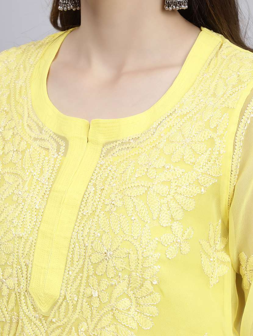 women chikankari straight kurta - 20495050 - Standard Image - 5