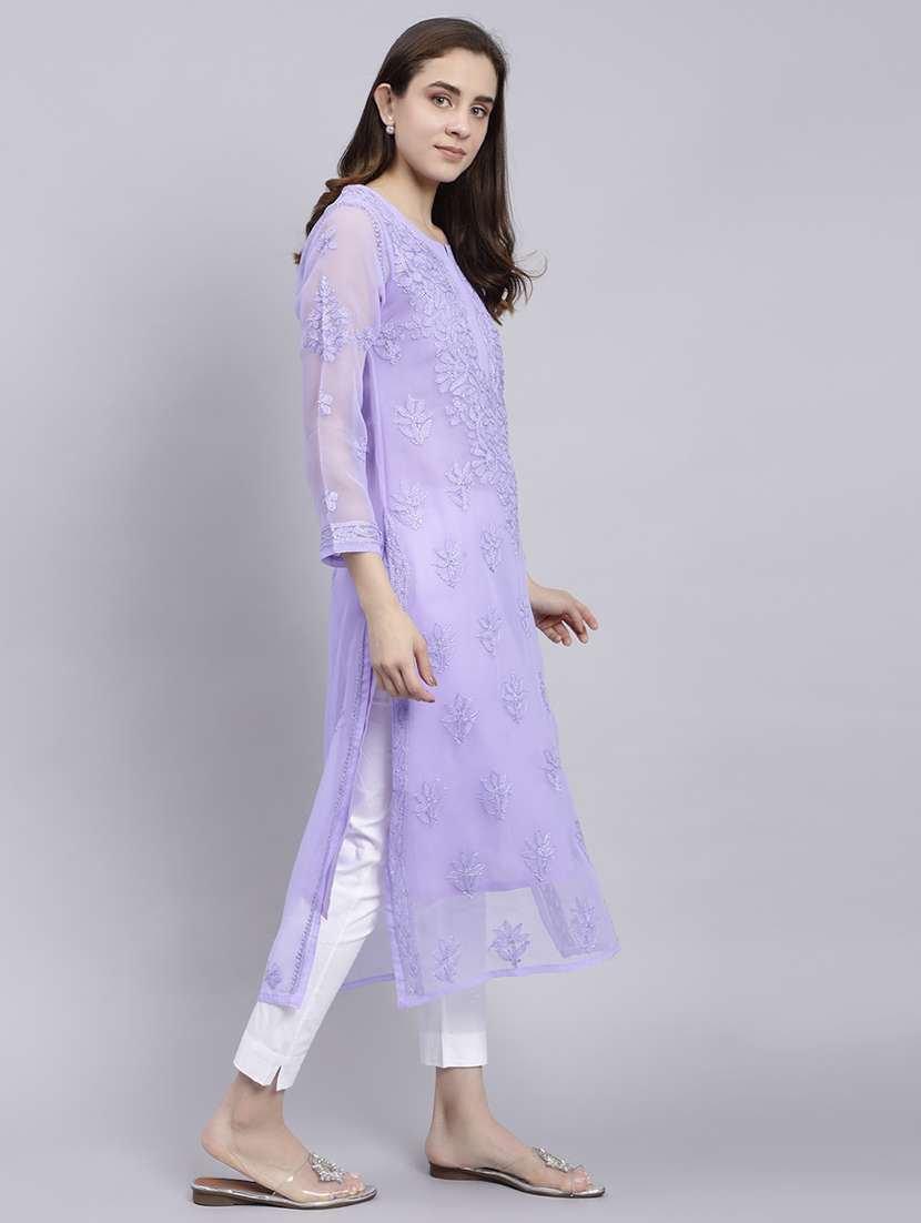 women chikankari straight kurta - 20495052 -  Standard Image - 3