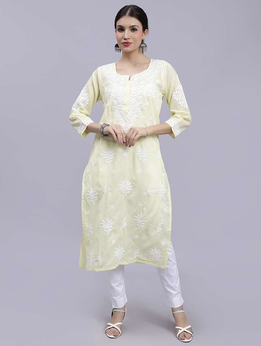 women chikankari straight kurta - 20495055 - Zoom Image - 0