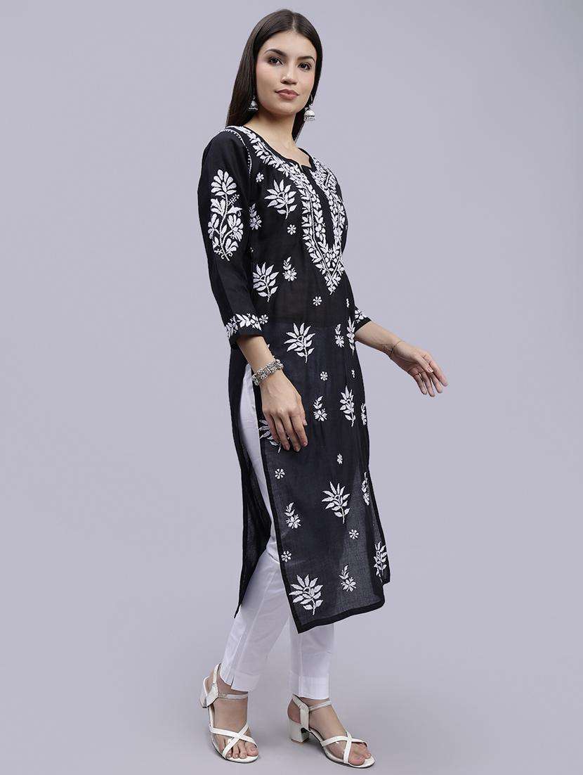 women chikankari straight kurta - 20495056 -  Standard Image - 3