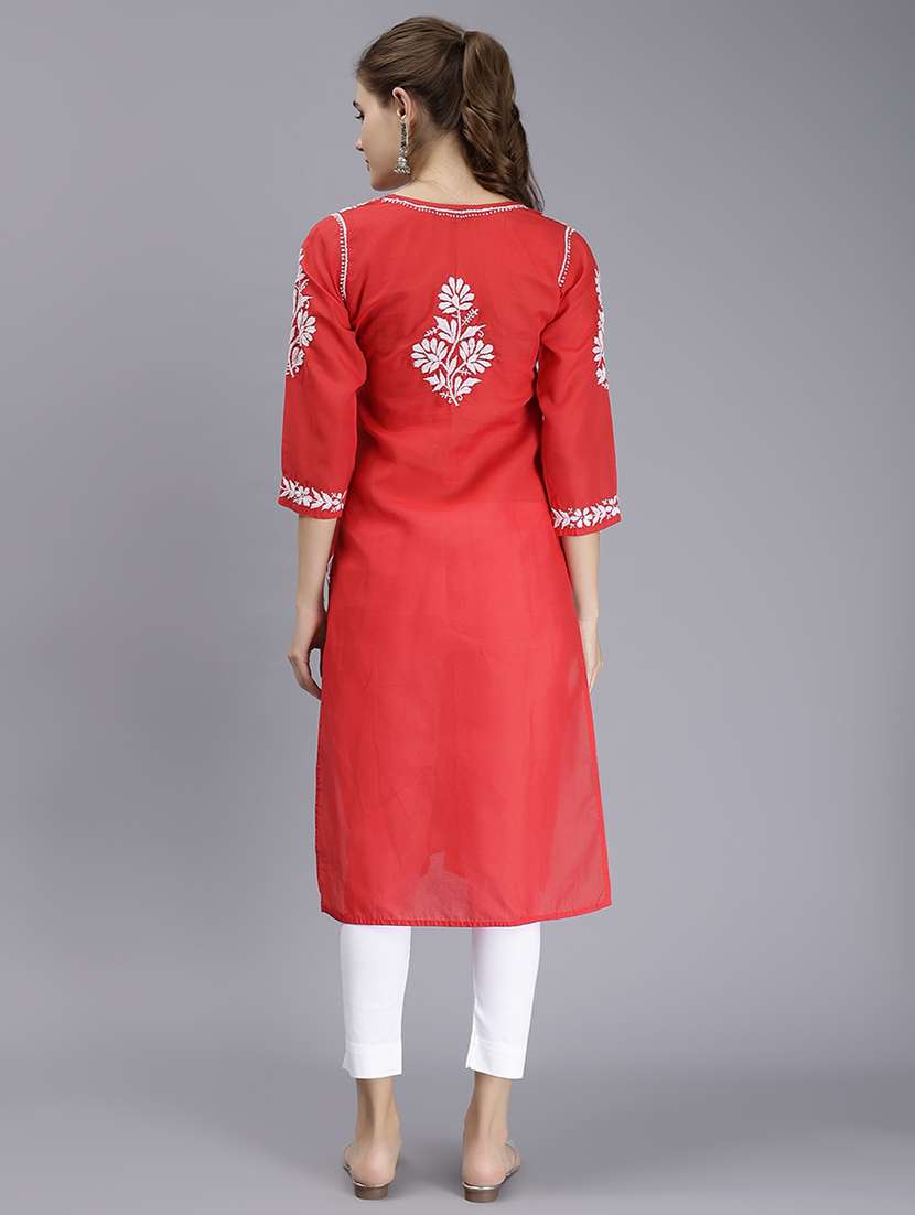 women chikankari straight kurta - 20495061 -  Standard Image - 5