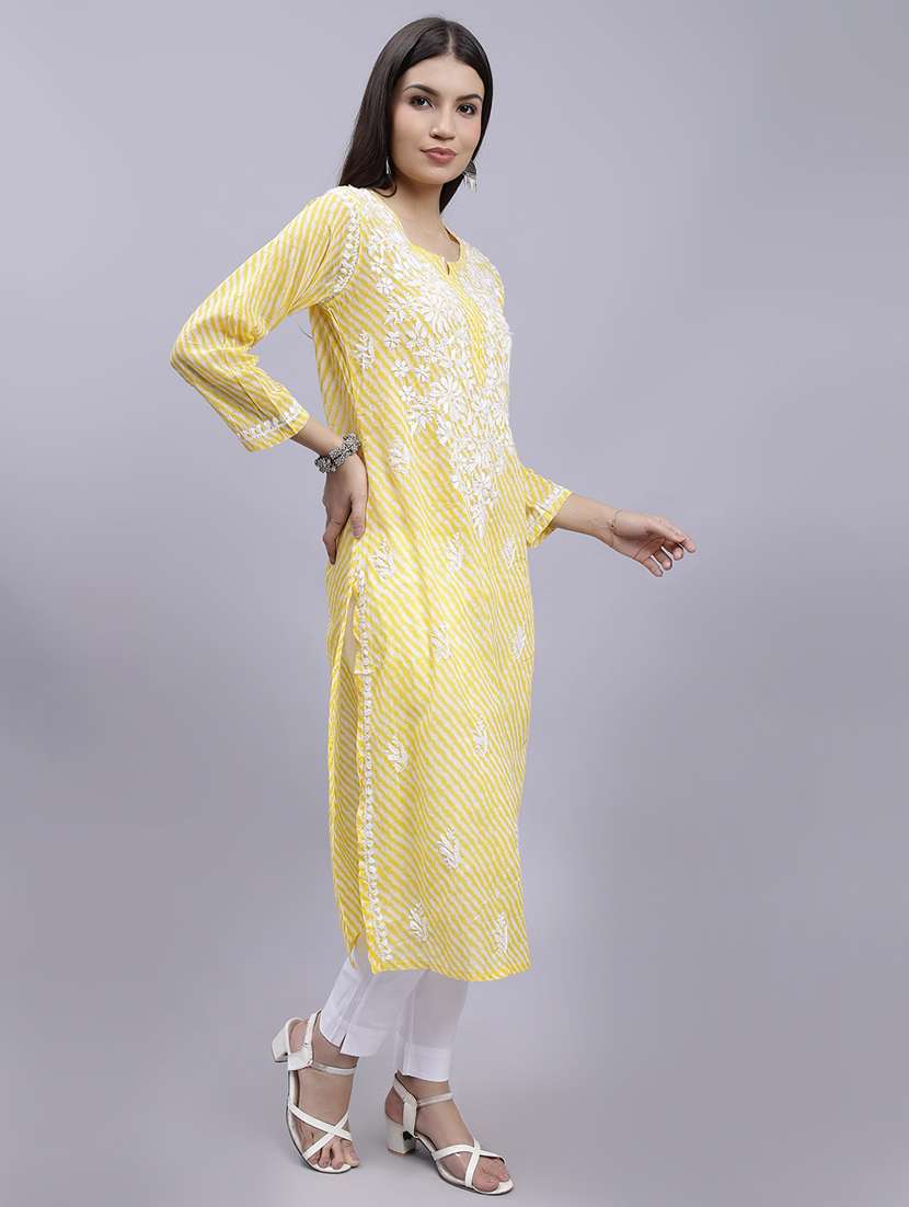 women chikankari straight kurta - 20495064 -  Standard Image - 3
