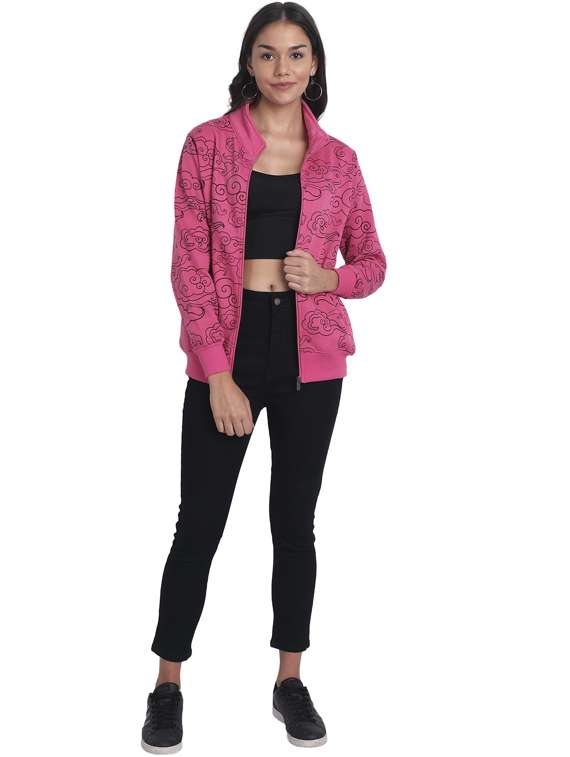 women printed zipper sweatshirt - 20495885 -  Standard Image - 3