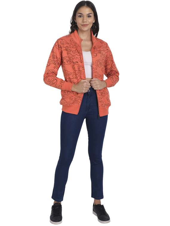 women printed zipper sweatshirt - 20495887 -  Standard Image - 3