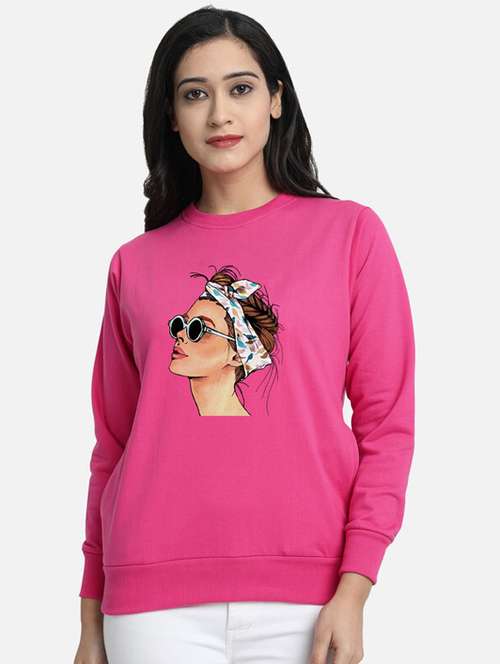 pink fleece chest print sweatshirt - 20495911 -  Standard Image - 0