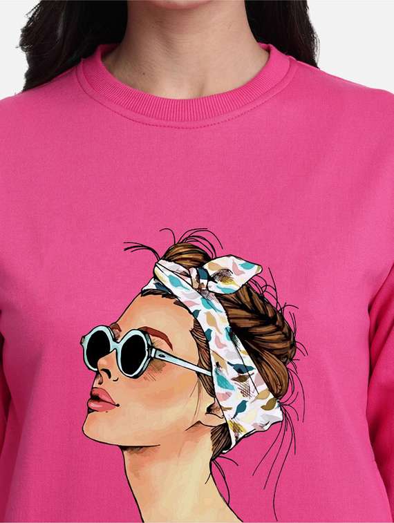 pink fleece chest print sweatshirt - 20495911 -  Standard Image - 3