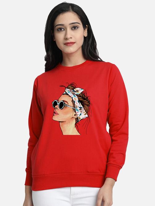 red fleece front print sweatshirt - 20495915 - Standard Image - 0