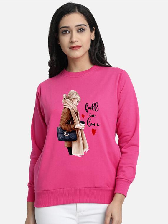pink fleece front print sweatshirt - 20495917 - Zoom Image - 0