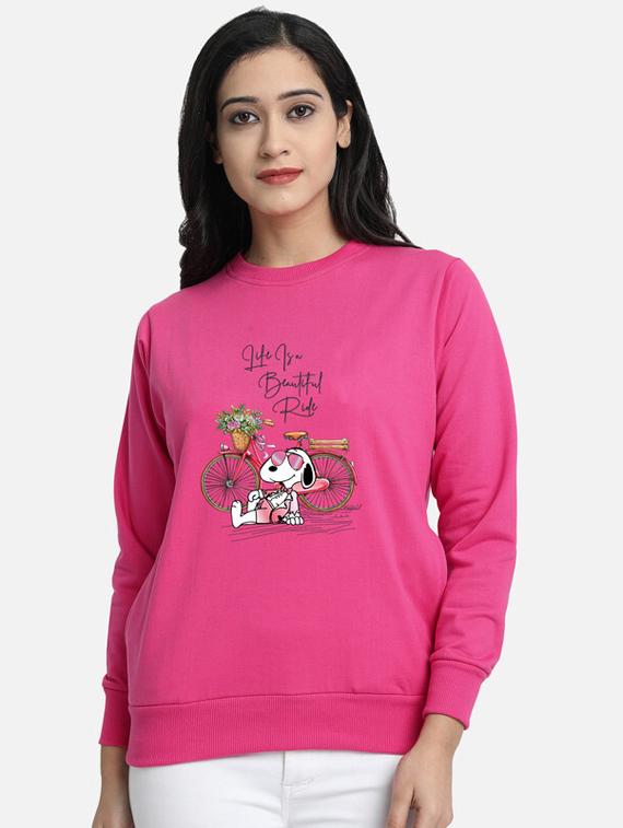 pink fleece front print sweatshirt - 20495928 - Zoom Image - 0