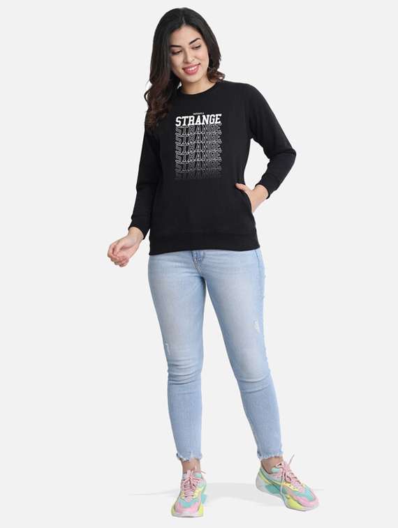 black fleece front print sweatshirt - 20495935 -  Standard Image - 3