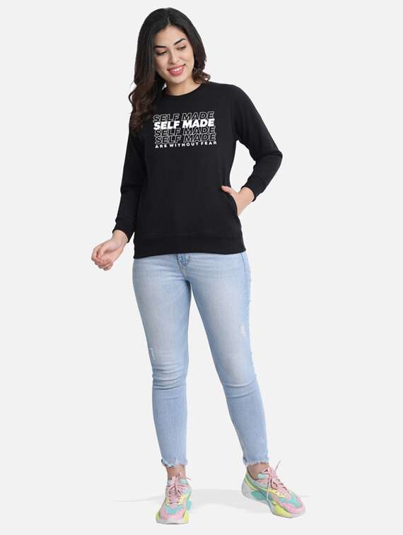 black fleece chest print sweatshirt - 20495937 -  Standard Image - 3
