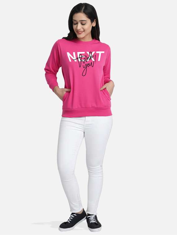 fuchsia fleece chest print sweatshirt - 20495942 -  Standard Image - 3