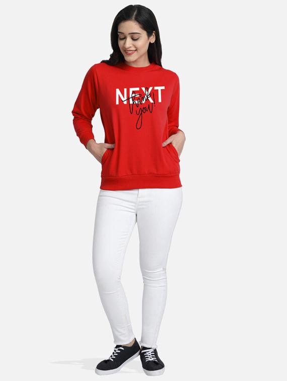 red fleece chest print sweatshirt - 20495943 - Standard Image - 3