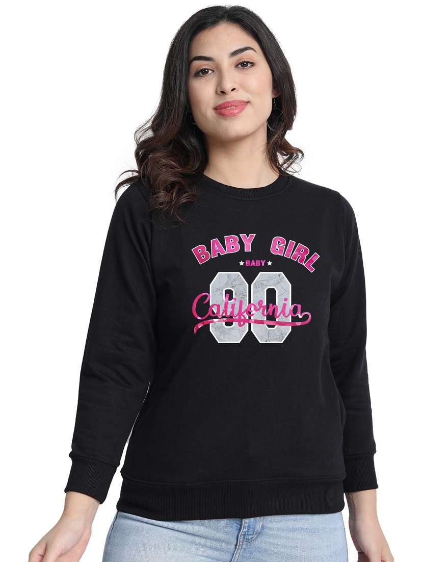 black fleece chest print sweatshirt - 20495945 -  Zoom Image - 0