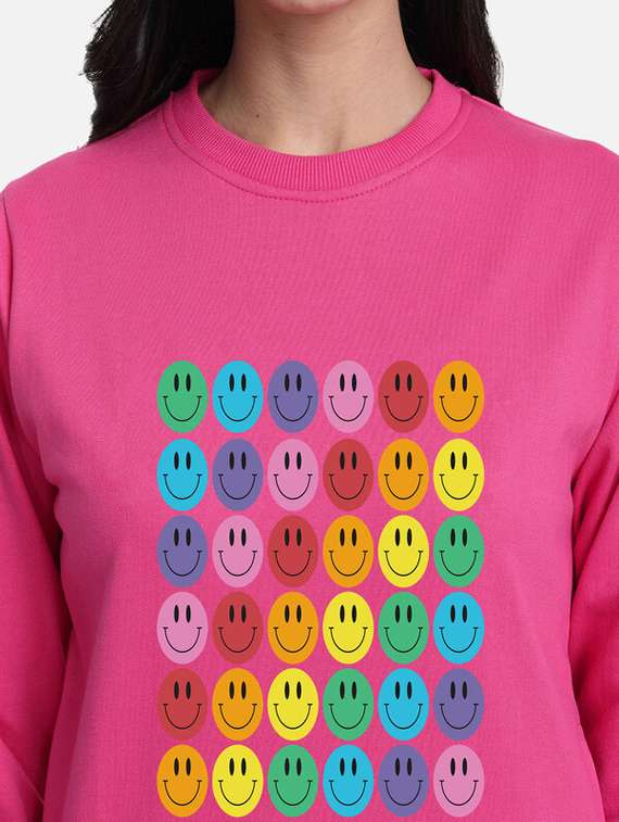 pink fleece front print sweatshirt - 20495956 - Standard Image - 3