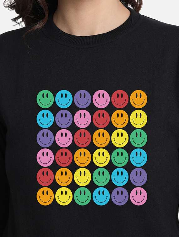black fleece front print sweatshirt - 20495959 - Standard Image - 3