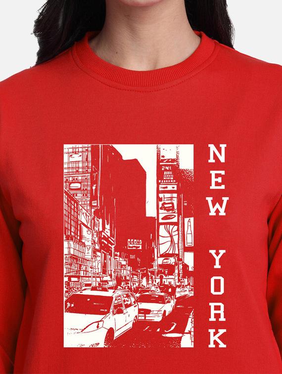 red fleece front print sweatshirt - 20495961 - Standard Image - 3